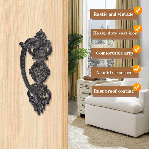 Solid Cast Iron Gate Handles Set 2 Pack Heavy Duty 8.7 Inch Long Barn Door Pulls For Fence Gate Garage Closet Cabinet And Sliding Doors Rustic Farmhouse Decor