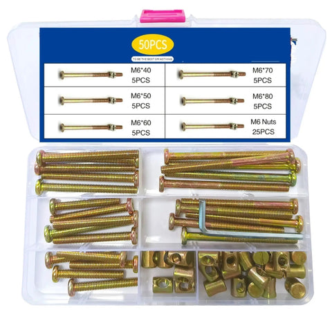 176 Piece Stainless Steel Socket Head Cap Screw Set M6 40 To 80mm Woodworking Hardware DIY Fastening Kit With Precision Threads Durable Construction For Long Lasting Assemblies, plastic case with M6 bolts and nuts