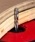 Spiral Flush Trim Router Bit 1/4 Inch Shank, 1-1/8 Inch Cutting Length in use trimming wood pattern