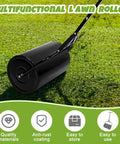 Heavy Duty Lawn Roller For Push Or Tow, Water And Sand Filled Garden Drum Roller, Durable Iron Frame With Rust Resistant Coating