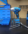 Extra Long Hex Bit Socket Set For Three Eighths Inch Drive, Thirty Two Piece SAE And Metric Allen Bits with tools on workbench