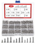 Must-Have All-In-One 1300 Pcs Wood Screws Kit With M2 M2.5 And M3 Self Tapping Phillips Pan Head Screws For Woodworking And Plastic Furniture DIY Projects Durable Carbon Steel No Pre Drill Needed Silver in open case with compartments