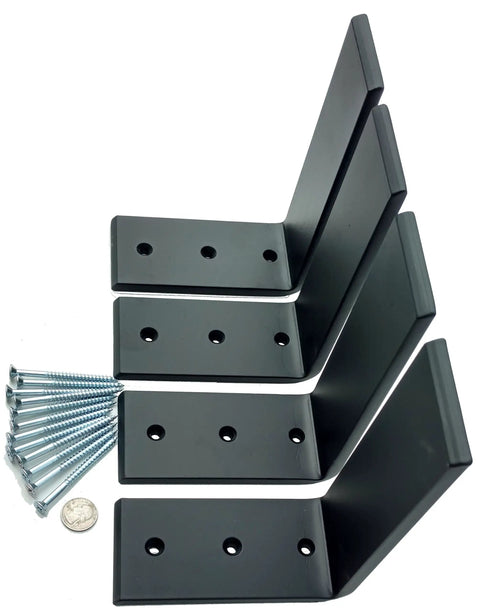 Heavy Duty L Brackets For Countertop Support Black Steel Six By Eight Inches Three Eighths Inch Thick Holds Up To 150 Lbs Per Bracket