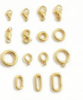 DIY Jewelry Repair Kit For Broken Necklaces And Bracelets With 15 Gold Plated Clasps Including Lobster Clasp Spring Ring Closures And Oval Findings