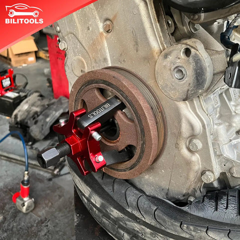 Harmonic Balancer Puller Set For Crankshaft Dampers 3 Jaw Pulley Removal Tool Fits LS GM Chevy Chrysler Ford Engines in use