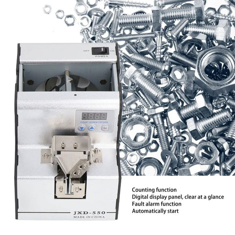 Heavy Duty Automatic Screw Feeder Machine with digital display sorting M1.0 to M5.0 screws, ideal for assembly lines.