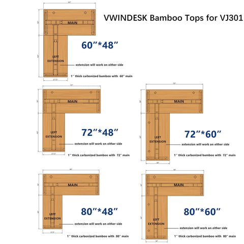 Vwine Vj301 L Shaped Electric Height Adjustable Standing Corner Desk Frame With Triple Motor Steel Base And Digital Memory Keypad Super Sturdy Ergonomic Sit Stand Up Adjustable Office Computer Workstation In Black dimensions for bamboo tops.