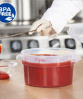 2 Quart Translucent Round Food Storage Containers With Lids Pack Of 4 Nonstick BPA Free NSF Listed Commercial Grade Polypropylene