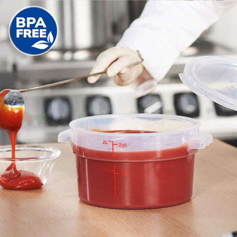 2 Quart Translucent Round Food Storage Containers With Lids Pack Of 4 Nonstick BPA Free NSF Listed Commercial Grade Polypropylene