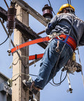 Worker using Ergonomic Waist Pad Safety Belt With Adjustable Lanyard For Tree Climbing Harness And Fall Arrest Protection