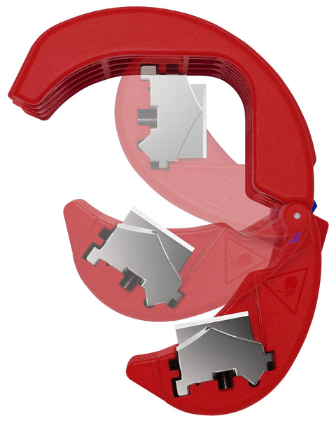 Open view of BiX Pipe Cutter For 3/4 Inch To 2 Inch Pipes With 3/32 Inch Wall Thickness, showing reversible blade head design