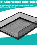 Wire Mesh Letter Trays Desk File Organizer Two Pack Front Load Document Trays For Office Supplies, displayed from a top angle.