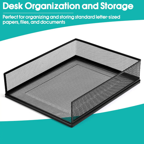 Wire Mesh Letter Trays Desk File Organizer Two Pack Front Load Document Trays For Office Supplies, displayed from a top angle.