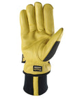 Men's Insulated Water-Resistant Leather Palm Winter Work Gloves With Goat Skin Palm, showing flexible fit and breathable back.