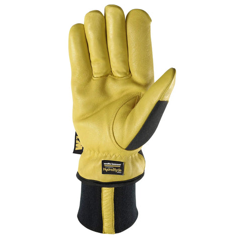 Men's Insulated Water-Resistant Leather Palm Winter Work Gloves With Goat Skin Palm, showing flexible fit and breathable back.