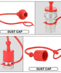 ANCIMOON 1/2'' ISO 5675 poppet hydraulic quick-connect coupler with red dust cap; front and side views.
