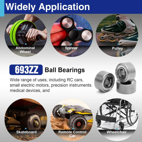 693ZZ miniature ball bearings, 20 pcs, 3×8×4 mm, double-shielded deep groove