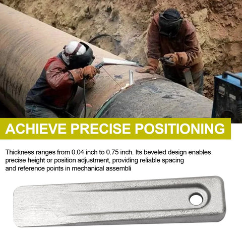 6 Inch Steel Wedge For Setup And Leveling In Welding Planers Shapers Milling Machines And Similar Equipment High Precision Durable Steel Wedge For Pipe Fitting Alignment And Assembly 1 Pack shown next to pipeline and workers.