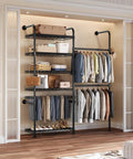 Ultimate Wall Mounted Closet Organizer Game Changer With Hefty Industrial Pipe Build featuring shelves and hanging bars.