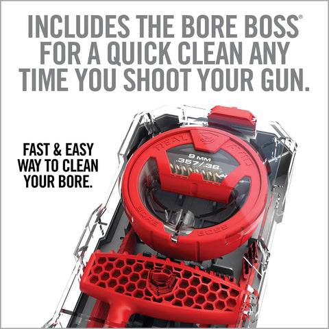 All In One 9mm Gun Cleaning Kit For 9mm 357 And 38 Cal Handguns With Bore Snake in red case