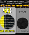 Close-up of Reflective 2 Inch By 10 Foot Car Tie Down Straps 4 Pack with J Hooks, showing black and yellow reflective threads.