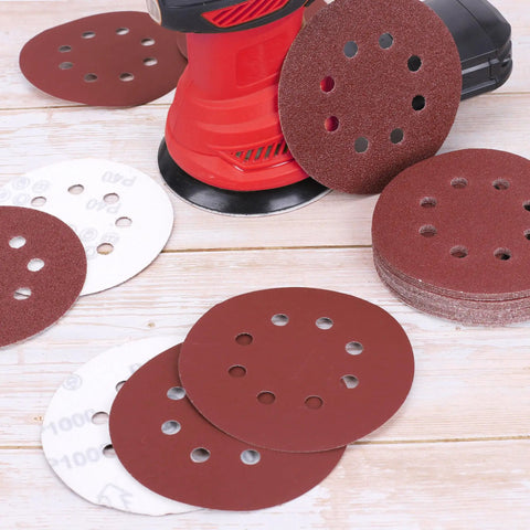 200-Piece 5-Inch Sanding Discs Set With 8-Hole Hook And Loop Orbital Sandpaper Assorted Grit for Woodwork