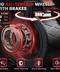 Close-up of 7.48 inch all-terrain wheel with dual brakes, part of 200L Collapsible Wagon Cart Heavy Duty Beach Wagon With Side Pocket