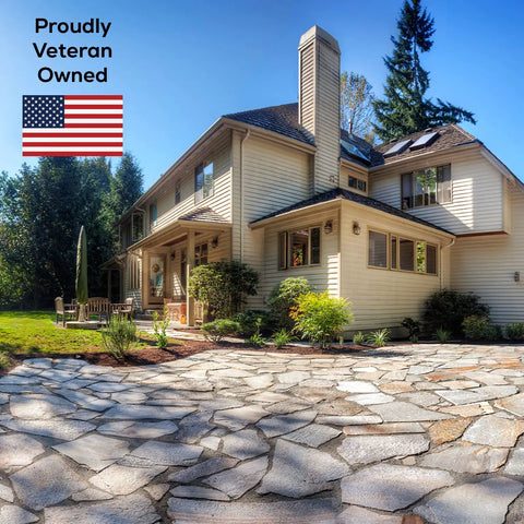 Outdoor pavers on driveway with Matte Clear Acrylic Sealer For Stone And Brick With Color Enhancing Finish in use, veteran owned seal