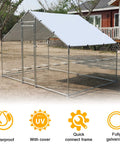 Walk In Large Metal Chicken Coop With Waterproof UV Cover Farm Ready Outdoor All Weather Galvanized Steel Pen in yard