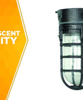 Vandal Resistant 150W Incandescent Security Light Ceiling Mount Hammered Black Die Cast Aluminum Tempered Glass