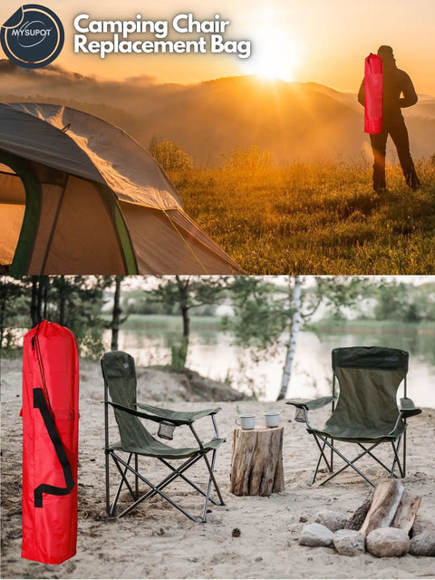 Replacement Bag For Folding Camping Chair 40x7x7 Inch 420D Oxford Polyester in use outdoors with sunset and camp setup