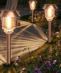 Six Pack Solar Pathway Lights Outdoor Waterproof Dimmable 10-40 LM Auto On Off Yard Garden Walkway Driveway Warm White Lighting