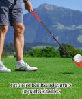 Person using Backyard Golf Club Set With Adjustable Practice Club for home golfing with plastic chipping club and ball