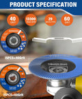 4 1/2 Inch Flap Disc Set For Angle Grinder With 7/8 Inch Arbor, 30 Pack Dual Grit 40 And 60 T29 Zirconia Abrasive Discs