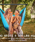 Outdoor Hanging Swing Chair For Adults, Portable Hammock Chair supporting two adults, Sky Blue and Dark Gray, 500 lbs capacity
