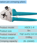 Closed Barrel Crimping Tool For Solid Contacts With 4-Way 8-Indent Crimpers DT Series, 9in, high quality tool steel, blue handles