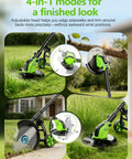 Cordless 800W Brushless Weed Eater With Wheels 20,000 RPM For Beastly Power 4-in-1 modes on grass and edging around sidewalks