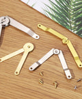 Six Pack Metal Lid Support Hinges With Screws, 4.72 Inch By 0.71 Inch, Foldable Lid Stay Rotatable Safety Hinges for Jewelry Boxes