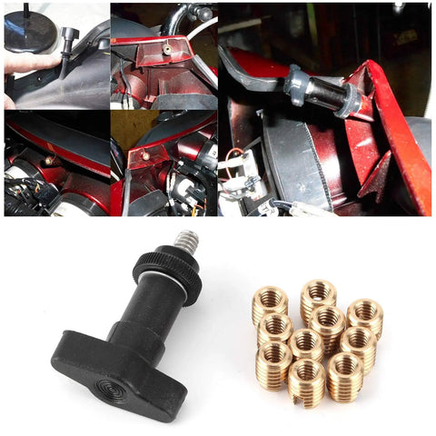 Fairing Insert Repair Kit For Motorcycles With M10 Brass Self Tapping Inserts And T Handle Tool Easy Batwing Fairing Fix For Touring Bikes 1996 And Later Durable Adhesive Free Construction, M10 brass inserts and T-handle tool
