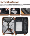 Open 28 Inch Large Checked Luggage With Dual Spinner Wheels Lightweight PC Plus ABS Hardshell Case with X-straps and mesh pocket