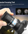 1.25 Inch Parfocal Eyepiece Rings Set of Three For Rapid Focus Switching attached to telescope, showing precise focus capability.