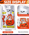 Say Boo To Drugs Halloween Reflective Gift Bags 150 Pack with cat and pumpkin design, size 11.8x7.87 inches.