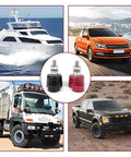 Heavy Duty Double Post Battery Junction Block Featuring Single Stud 12 Volt Power Distribution Bus Bar with vehicles and a boat.