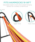 Adjustable Portable Hammock Stand For 9 To 14 Ft Hammocks, Outdoor Patio Steel Frame With Weather Resistant Powder Coating