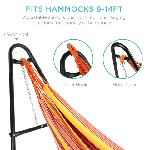 Adjustable Portable Hammock Stand For 9 To 14 Ft Hammocks, Outdoor Patio Steel Frame With Weather Resistant Powder Coating