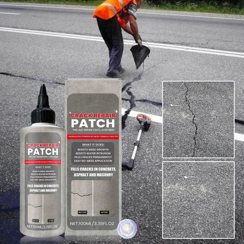 Worker using Super Durable Knockout Performance Concrete Crack Filler Waterproof Sealant on asphalt cracks for durable repair.