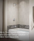 Bathroom with Pitch Rite-Temp Bath And Shower Trim Set Without Showerhead In Matte Black With Faceplate And Handle.