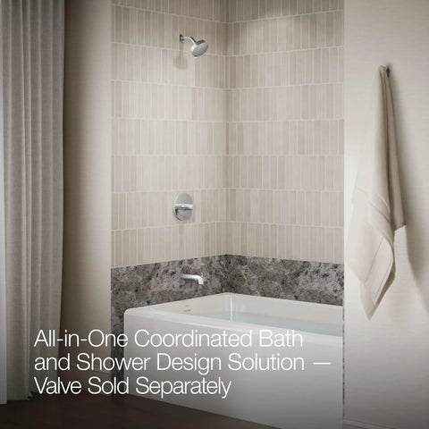 Bathroom with Pitch Rite-Temp Bath And Shower Trim Set Without Showerhead In Matte Black With Faceplate And Handle.