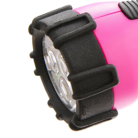 Pink Floating Water Resistant LED Flashlight With Carabineer Clip, 55 Lumens, Four LEDs, Rugged Impact Resistant Light That Floats, 8 Hours 45 Minutes Run Time
