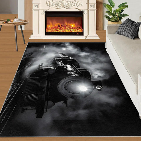 Locomotive Train Rug For Bedroom And Living Room, Comfy Underfoot Ultra Soft Low Pile Washable Rug With Non Slip Backing